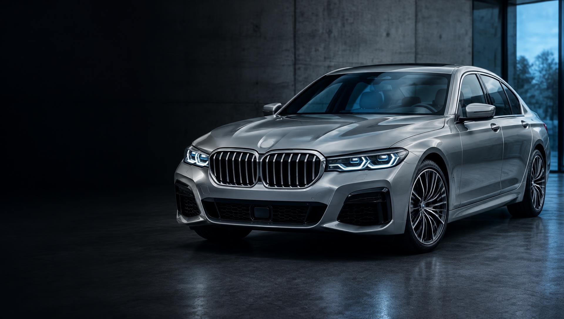 Silver luxury sedan with a pristine windscreen